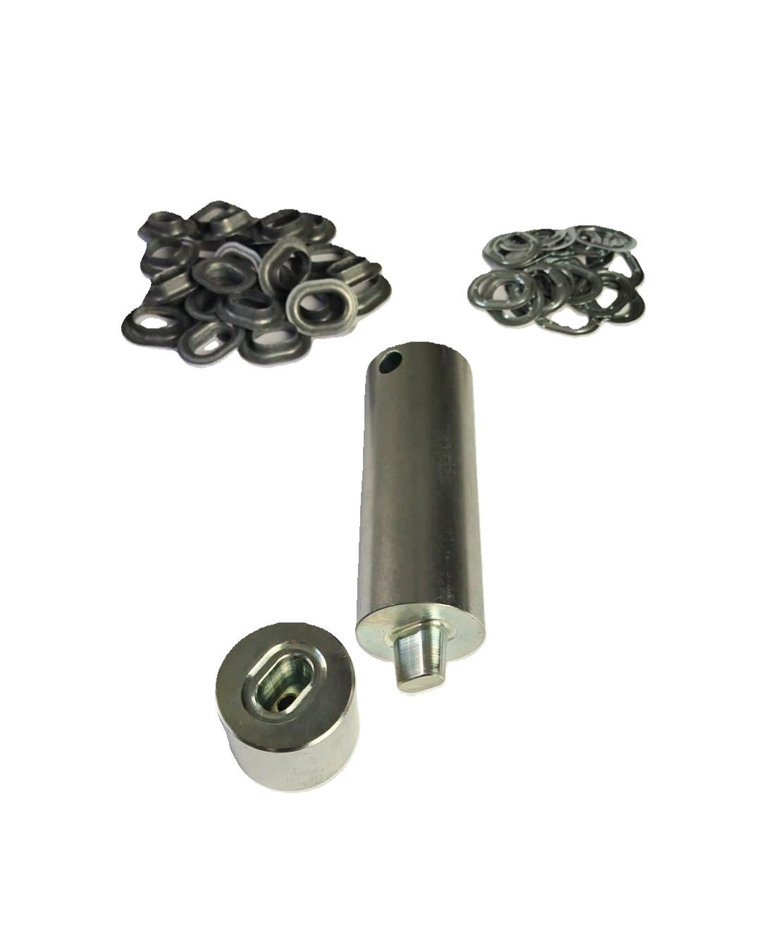 Oval Ösen Set 22,5x13,5mm Einschlagstempel + 20x Öse Zink Ösenwerkzeug Ösenstanze