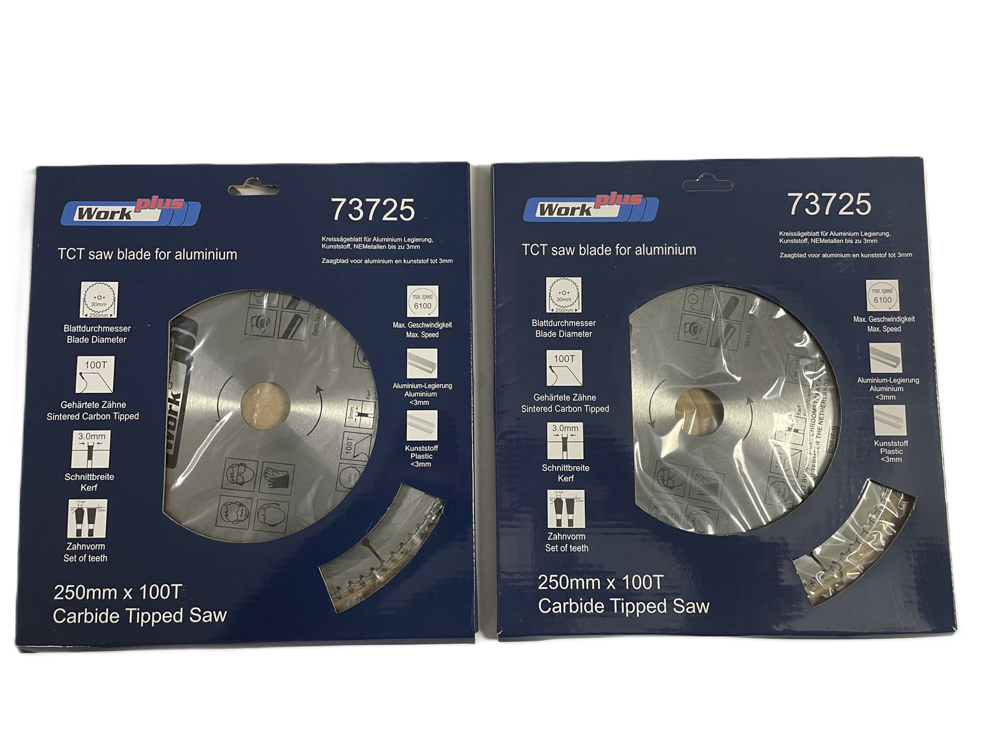 2 x HM Sägeblatt Ø 250 x 30 mm f. Aluminium Kunststoff Alu 100 Zähne Säge Kreissägeblatt