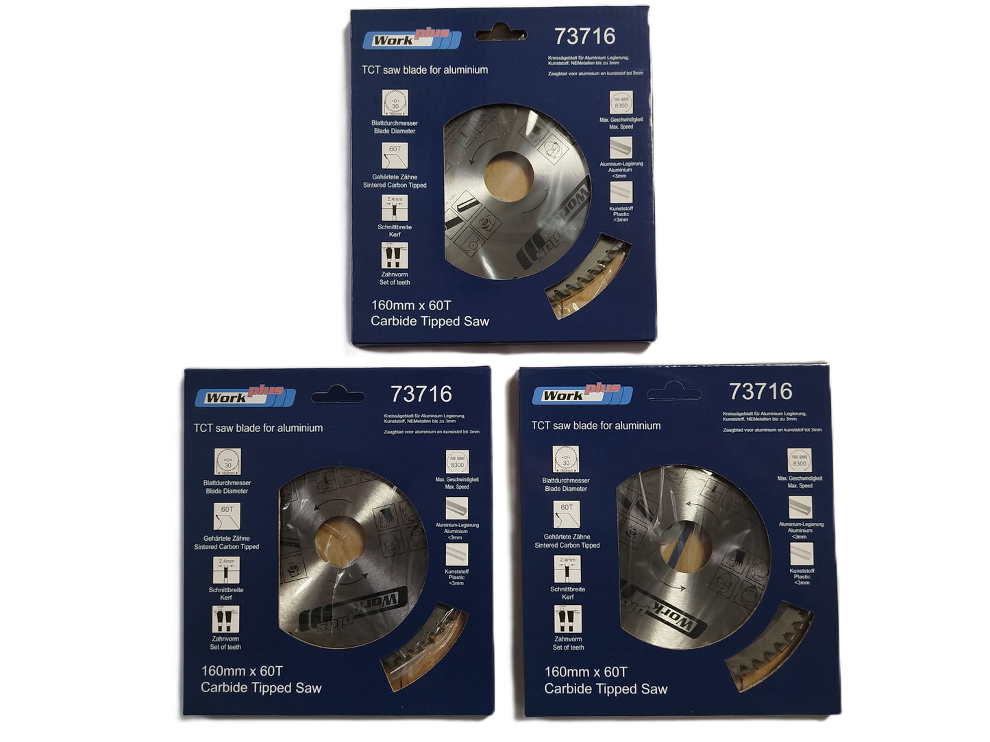 3 x HM Sägeblatt Ø 160 x 30 mm Aluminium Kunststoff Alu 60 Z Säge Kreissägeblatt