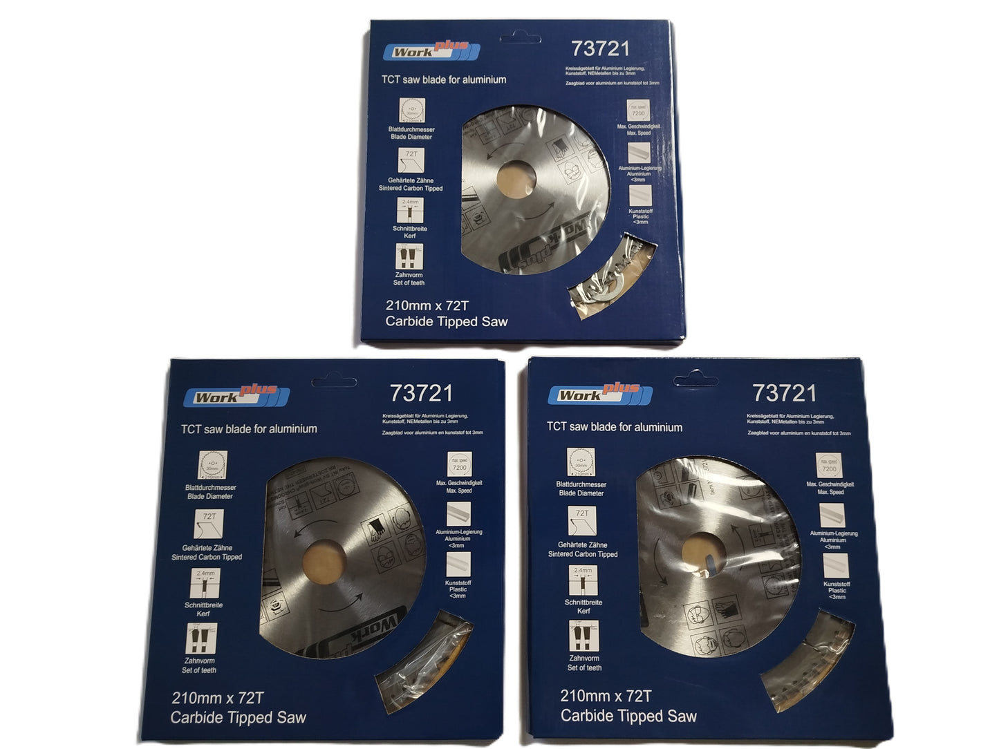 3 x HM Sägeblatt Ø 210 x 30 mm f. Aluminium Kunststoff Alu 72 Zähne Säge Kreissägeblatt
