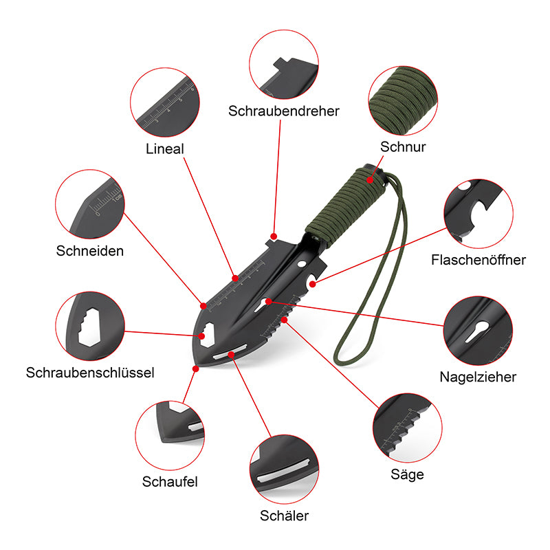 Mulifunktions Schaufel Outdoor Multi Tool Werkzeug Klappspaten Hacke Säge Messer