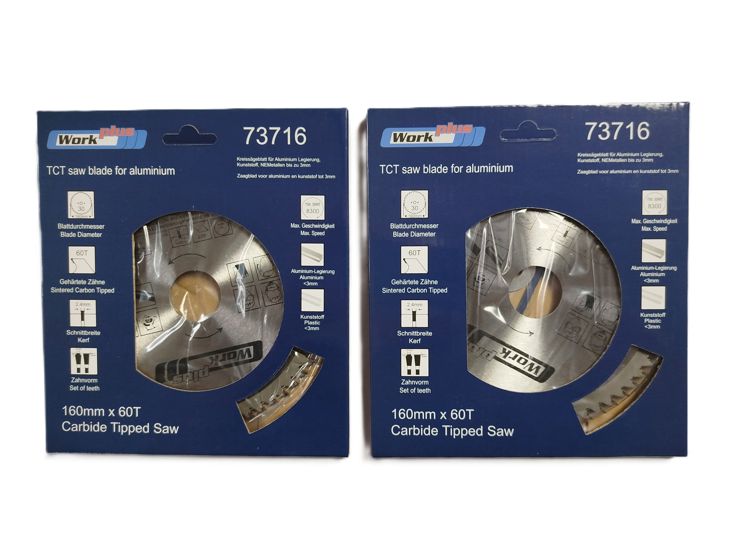 2 x HM Sägeblatt Ø 160 x 30 mm f. Aluminium Kunststoff Alu 60 Zähne Säge Kreissägeblatt