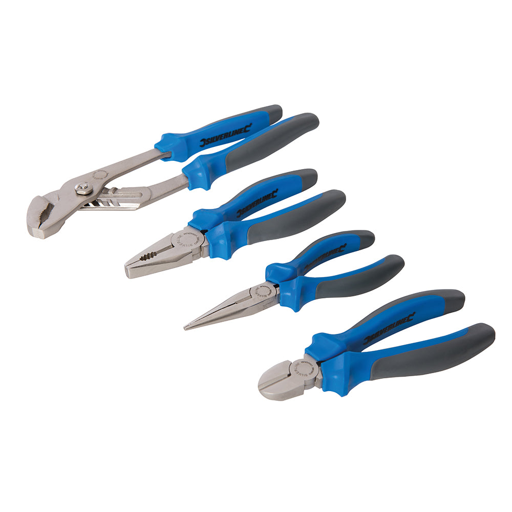 Profi Zangen 4-tlg Set Kombizange Spitzzange Seitenschneider Wasserpumpenzange