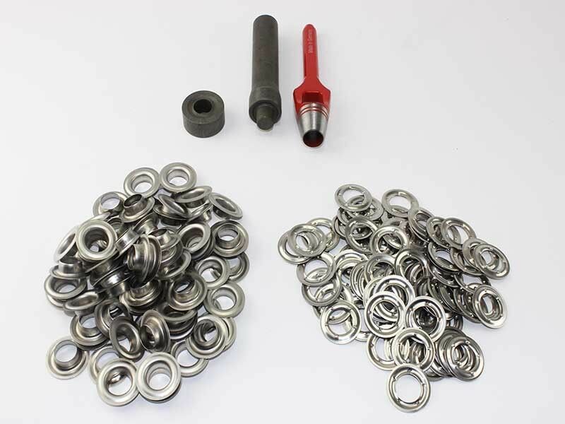 Profi Ösenset 12mm + 100 DIN Ösen VA Edelstahl Locheisen Ösenwerkzeug