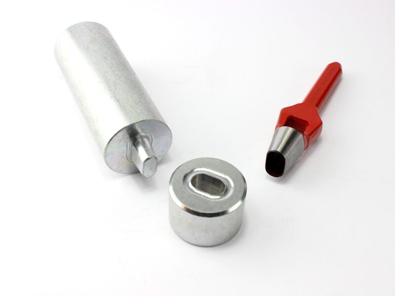 Oval Einschlagstempel + Locheisen für Ovalösen 22,5 x 13,5 mm Ösenwerkzeug Set