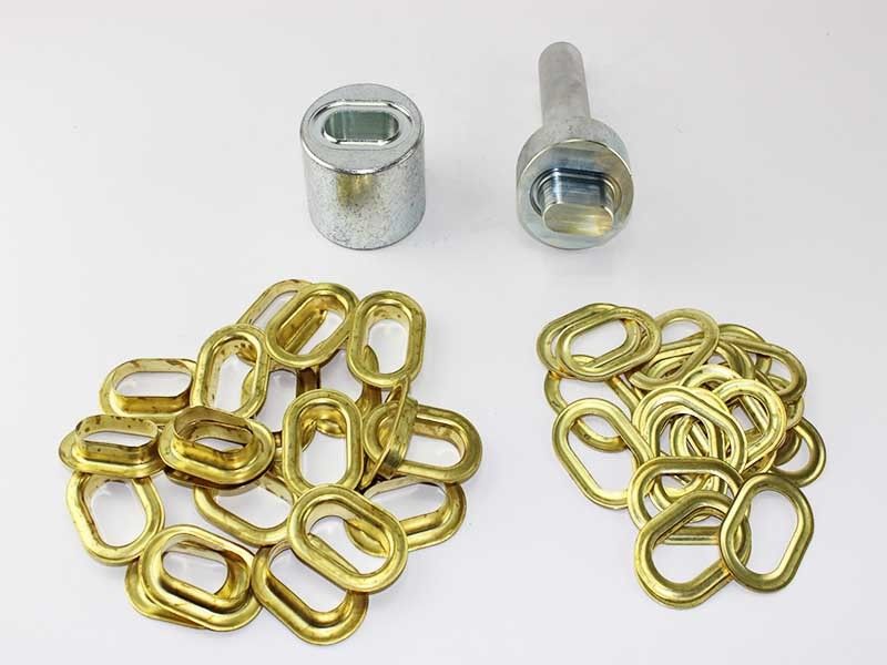 Oval Ösen Set Einschlagstempel 42 x 22 mm + 20 Ovalösen Messing Ösenstempel LKW