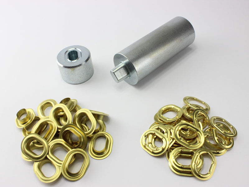 Oval Ösen Set Einschlagstempel 22,5 x 13,5 mm + 20 Ovalösen Messing rostfrei