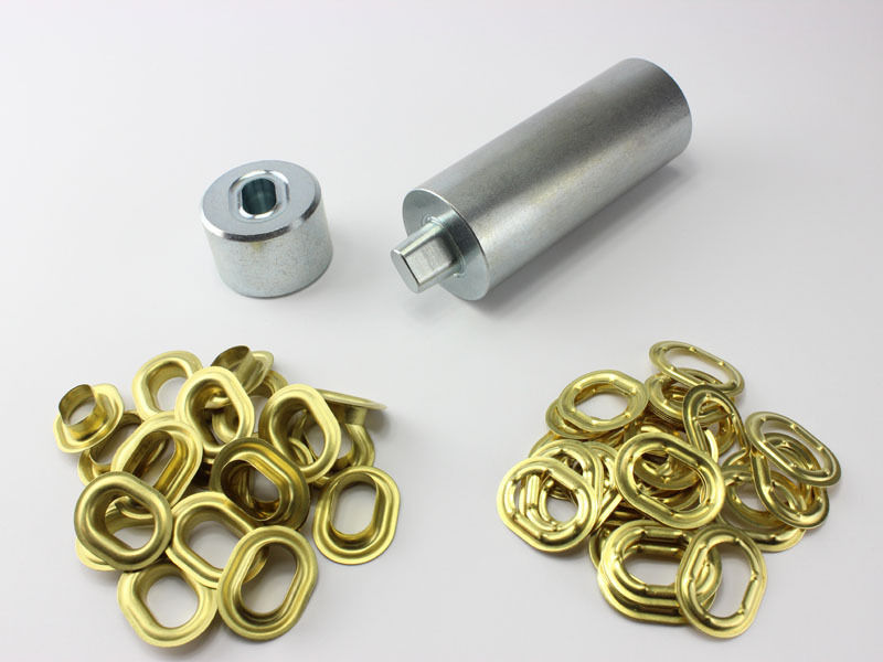 Oval Ösen Set Einschlagstempel 22,5 x 13,5 mm + 100 Ovalösen Messing rostfrei