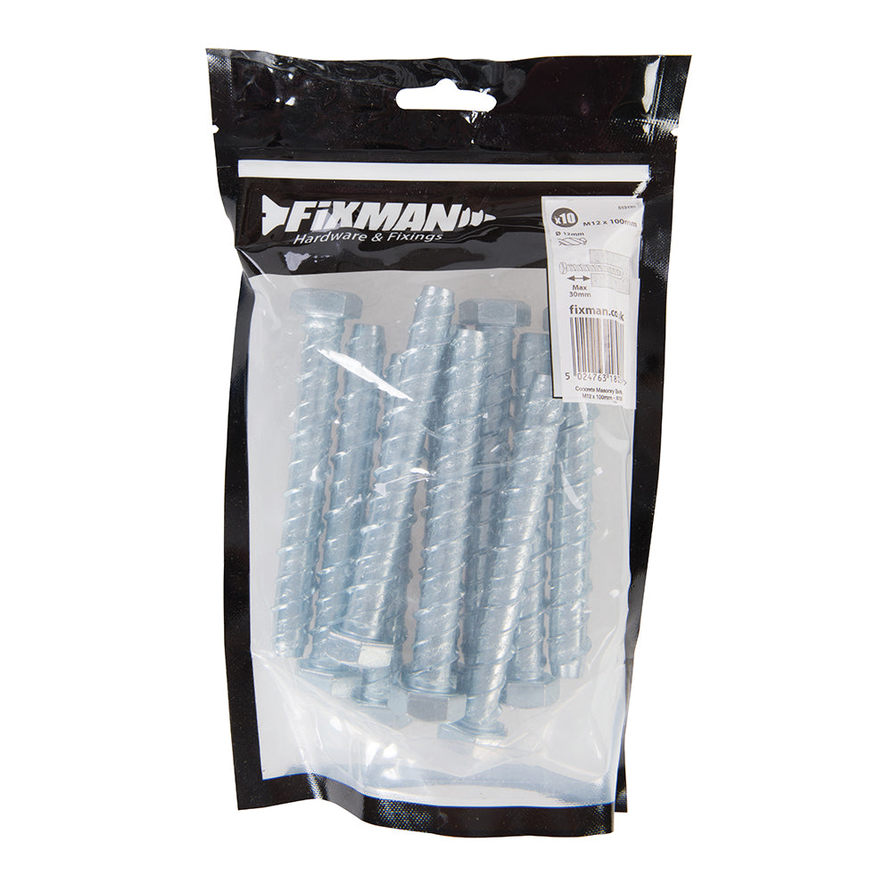 Fixman - Betonschrauben, 10er-Pckg. M12 x 100 mm 513133