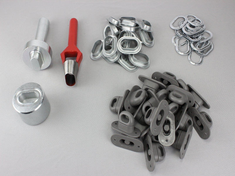 Ovale Punzone a Martello 42x22 MM + 20 Occhielli Nickel + 20 Cappuccio Vite
