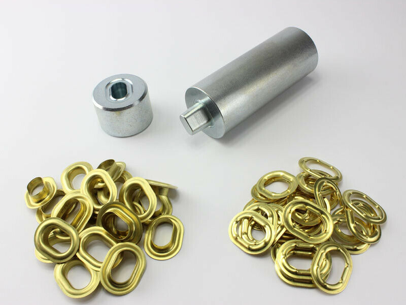 Oval Ösen Set Einschlagstempel 22,5 x 13,5 mm + 50 Ovalösen Messing rostfrei