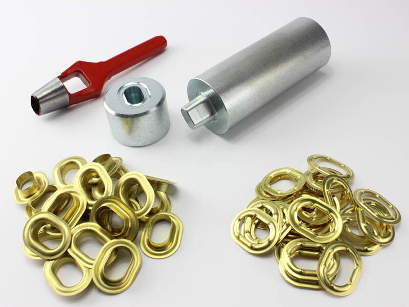 Oval Ösen Einschlagstempel Locheisen 22,5 x 13,5 mm 20 Ovalösen Messing rostfrei
