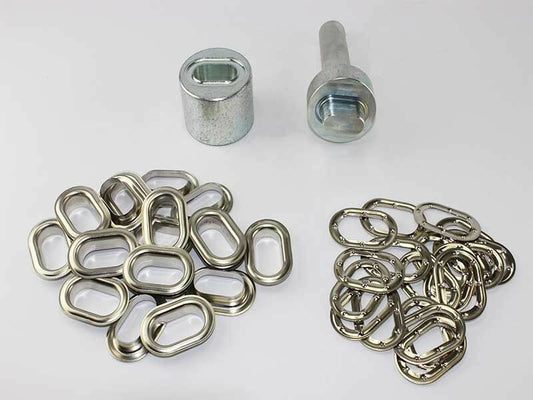 Oval Ösen Set 42 x 22 mm + Einschlagstempel