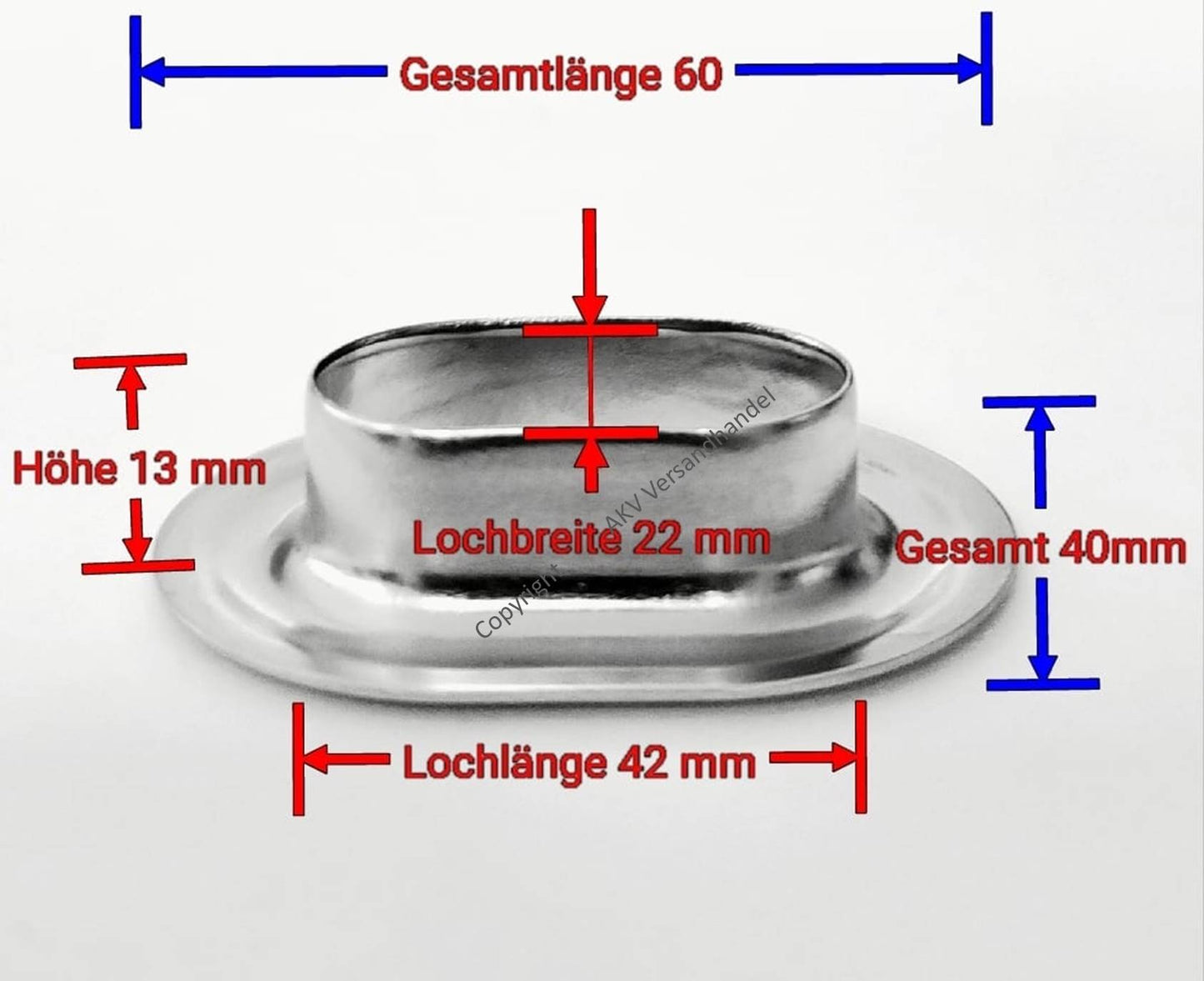 Oval Ösen Set 42 x 22 mm + 100 Ovalösen Zink Ösenstempel + Hammer LKW