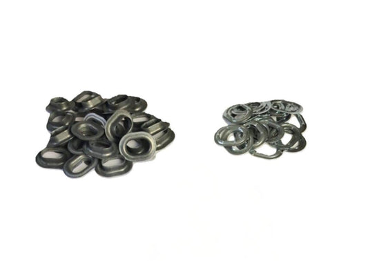 100 x Oval Ösen 22,5 x 13,5 mm Zink Stahl verzinkt Planenösen LKW Boot Plane Segel