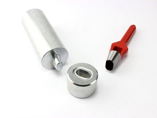 Oval Ösen Set 22,5x13,5mm Einschlagstempel Locheisen + 20x Öse Zink Ösenwerkzeug