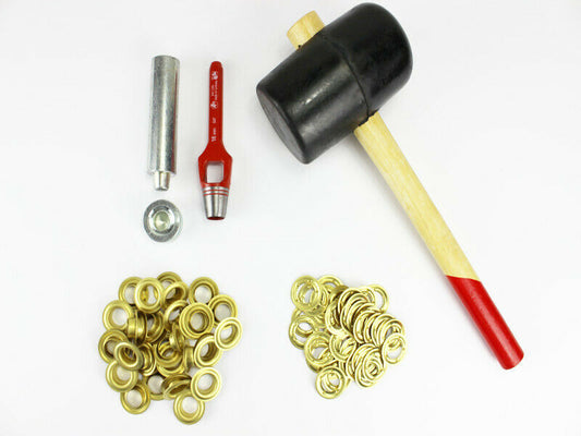 Profi Hammer Ösenset 16mm x 50 Ösen Messing DIN 7332 Locheisen Ösenwerkzeug