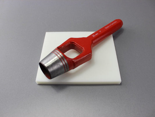 25mm Locheisen + Unterlage Schlagunterlage 100x120x8mm, Henkellocheisen für Ösen