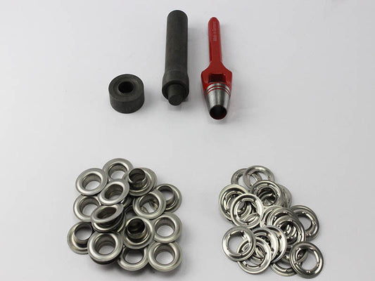 Profi Ösenset 12mm + 20 DIN Ösen VA Edelstahl Locheisen Ösenwerkzeug Ösenstempel