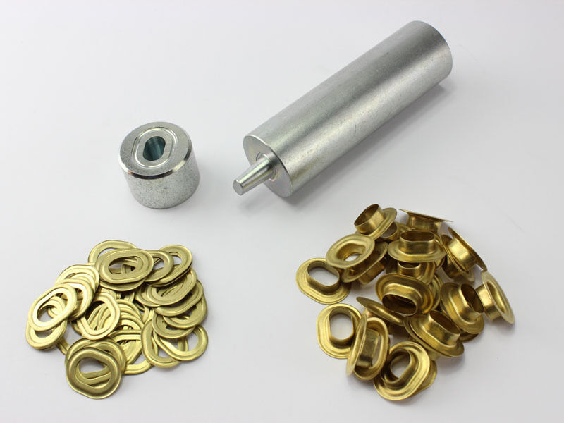Oval Ösen Set Einschlagstempel 17 x 11 mm + 50 Ovalösen Messing rostfrei