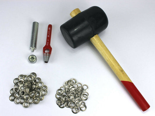 Profi Hammer Ösenset 10mm x 50 Ösen Nickel DIN 7332 Locheisen Ösenwerkzeug