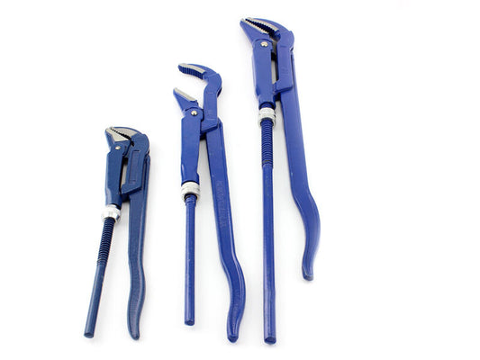 Wasserpumpenzangen 3-tlg 1" + 1,5" + 2" Zoll Blau Rohrzangen Set Eckrohrzange Za