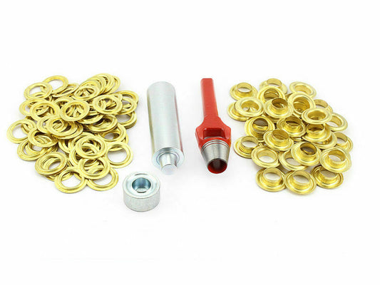 Profi Ösenset 14 mm + 50 Ösen Messing DIN7332 Locheisen Ösenwerkzeug Ösenstempel