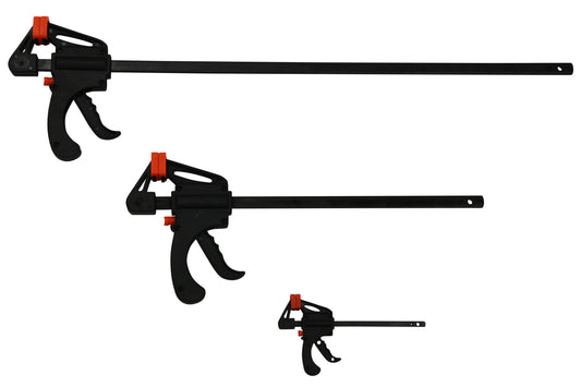 3x Einhandzwinge 100x40 + 300x60 + 600x60 Klemm Schnellspannzwinge Schraubzwinge