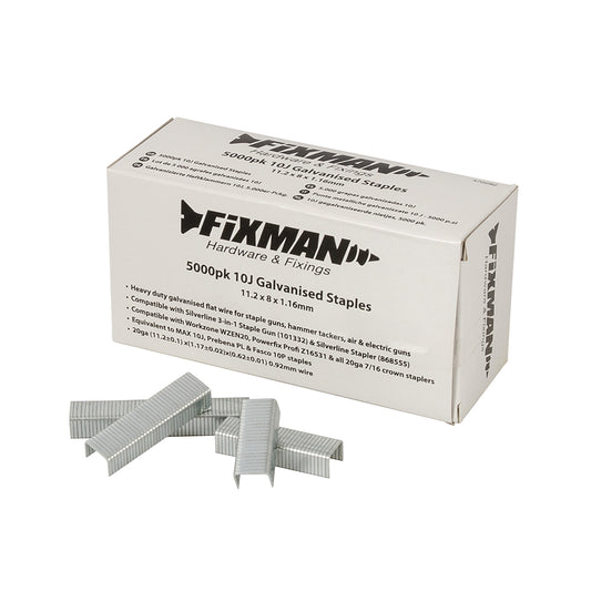Fixman - Galvanisierte Heftklammern 10J, 5.000 Stck. 11,2 x 8 x 1,17 mm 470282