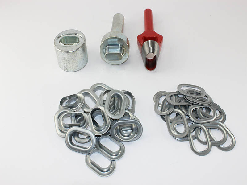 Profi Oval Ösen Set 42 x 22 mm + Einschlagstempel Locheisen