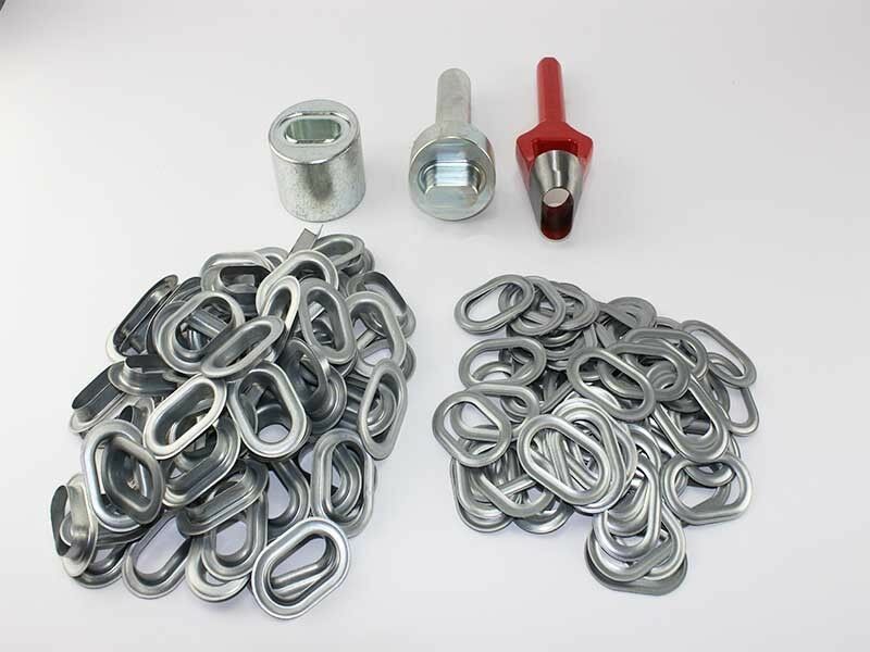 Profi Oval Ösen Set 42 x 22 mm + Einschlagstempel Locheisen