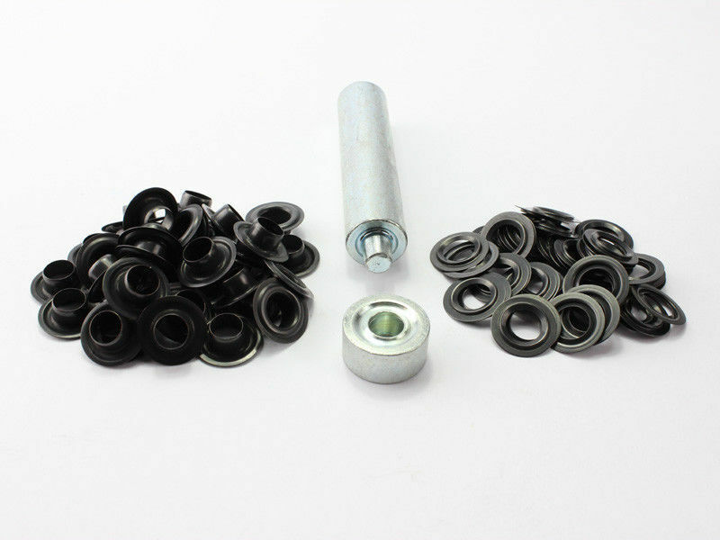 Einschlagstempel Einschlagwerkzeug Ösenwerkzeug 8mm 100 Ösen Messing brüniert (schwarz) Ösenstempel