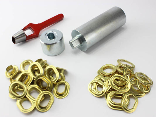 Oval Ösen Einschlagstempel Locheisen 22,5 x 13,5 mm 20 Ovalösen Messing rostfrei