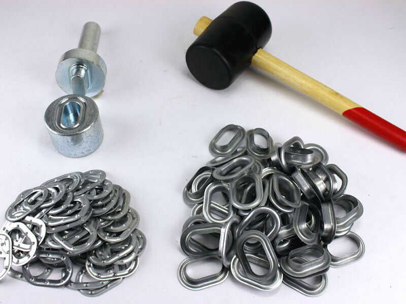Oval Ösen Set 42 x 22 mm + Ösenstempel Hammer