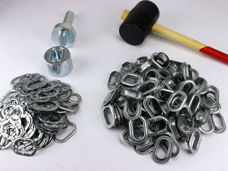 Oval Ösen Set 42 x 22 mm + 100 Ovalösen Zink Ösenstempel + Hammer LKW