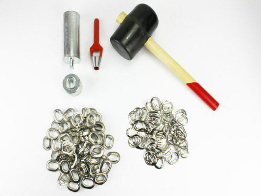 Oval Einschlagstempel Locheisen Hammer 22,5 x 13,5 mm  + 20 Ösen